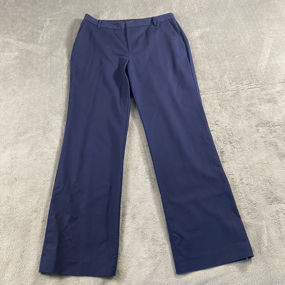 Lauren Ralph Lauren Dress Pant Women 10 Navy Blue Mid Rise Cotton Stretch Office